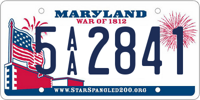 MD license plate 5AA2841