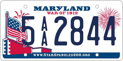 MD license plate 5AA2844