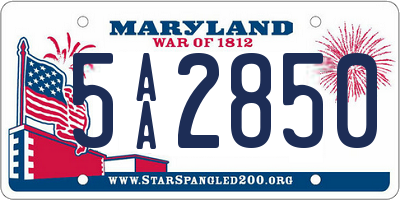 MD license plate 5AA2850