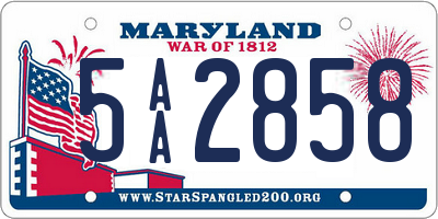 MD license plate 5AA2858