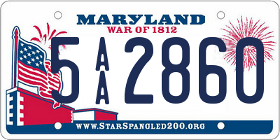 MD license plate 5AA2860