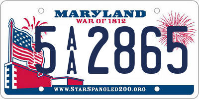 MD license plate 5AA2865