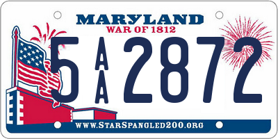 MD license plate 5AA2872