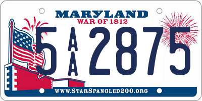 MD license plate 5AA2875