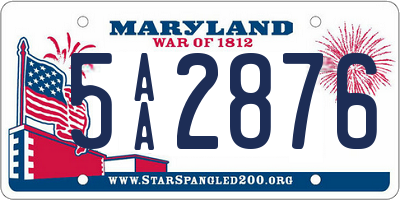 MD license plate 5AA2876