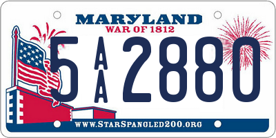 MD license plate 5AA2880