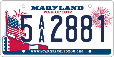 MD license plate 5AA2881