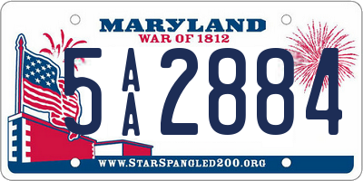 MD license plate 5AA2884