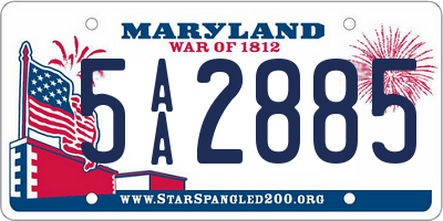 MD license plate 5AA2885