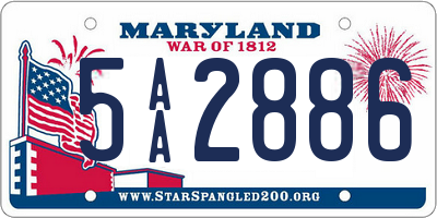 MD license plate 5AA2886