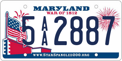 MD license plate 5AA2887