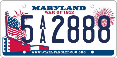 MD license plate 5AA2888