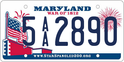 MD license plate 5AA2890