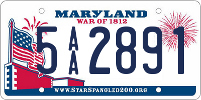 MD license plate 5AA2891