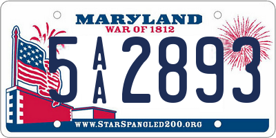 MD license plate 5AA2893