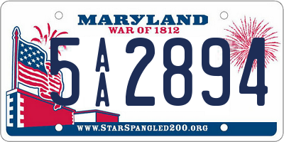 MD license plate 5AA2894