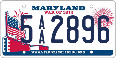 MD license plate 5AA2896