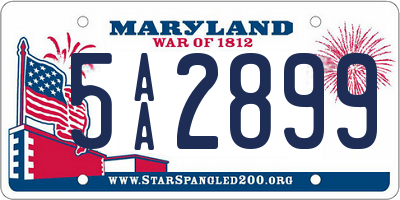 MD license plate 5AA2899