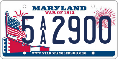 MD license plate 5AA2900