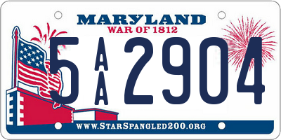 MD license plate 5AA2904