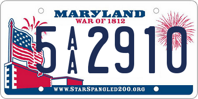 MD license plate 5AA2910