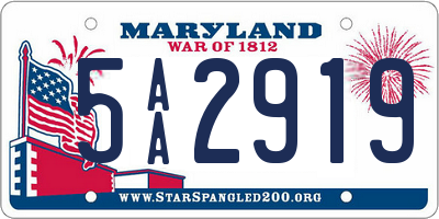 MD license plate 5AA2919
