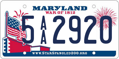 MD license plate 5AA2920