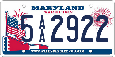 MD license plate 5AA2922