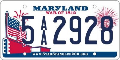 MD license plate 5AA2928