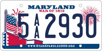 MD license plate 5AA2930