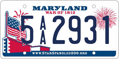 MD license plate 5AA2931