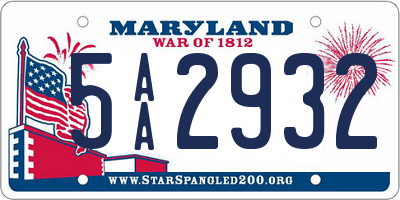 MD license plate 5AA2932
