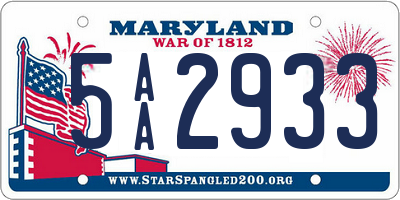 MD license plate 5AA2933