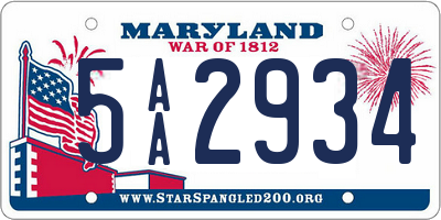 MD license plate 5AA2934