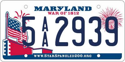 MD license plate 5AA2939