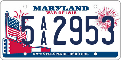 MD license plate 5AA2953