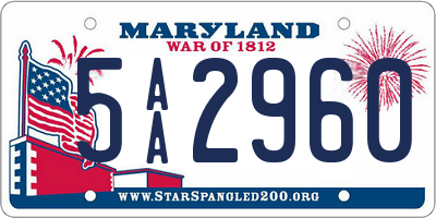 MD license plate 5AA2960