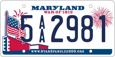 MD license plate 5AA2981