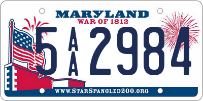 MD license plate 5AA2984