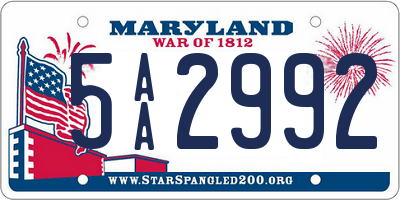 MD license plate 5AA2992