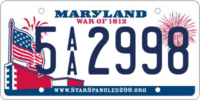 MD license plate 5AA2998