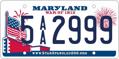 MD license plate 5AA2999