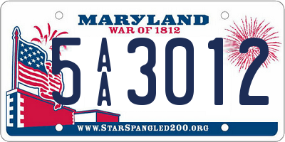 MD license plate 5AA3012