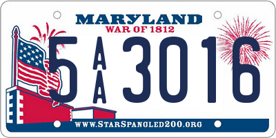 MD license plate 5AA3016