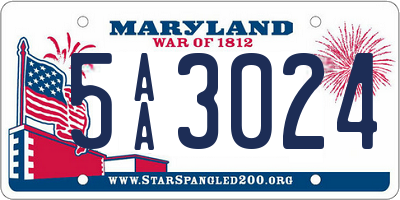 MD license plate 5AA3024