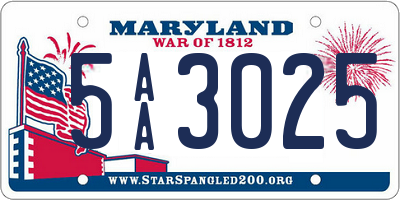 MD license plate 5AA3025