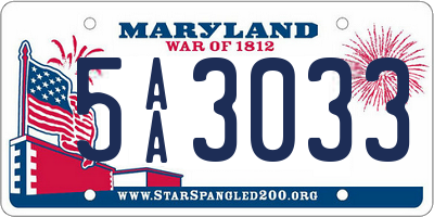 MD license plate 5AA3033