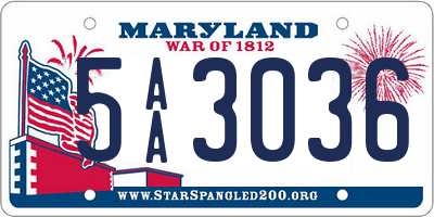 MD license plate 5AA3036