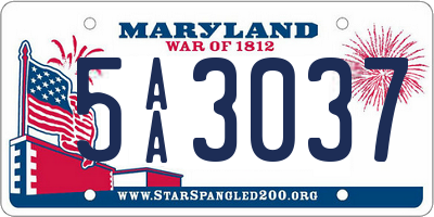 MD license plate 5AA3037