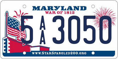 MD license plate 5AA3050